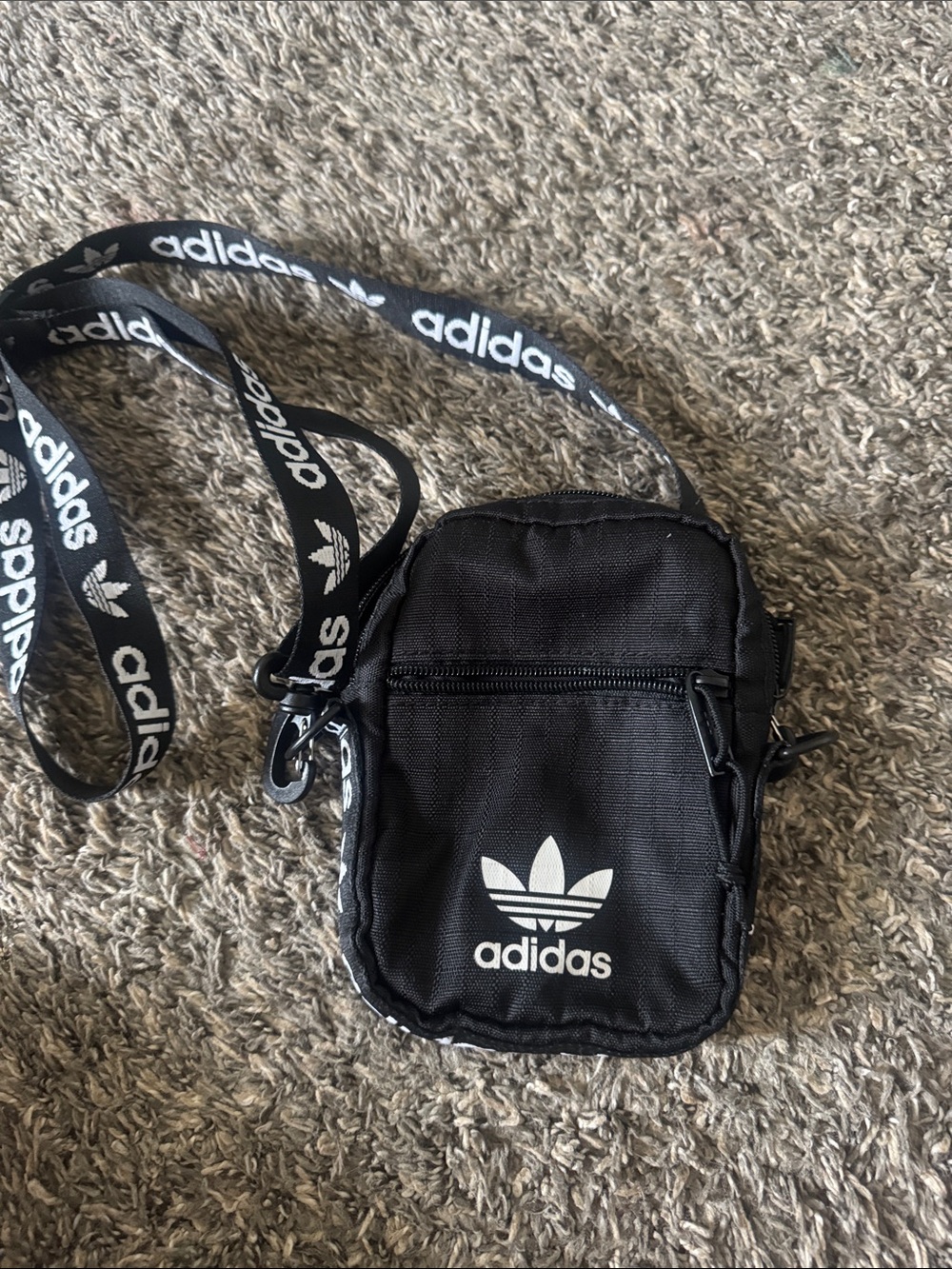 adidas Black Crossbody Pouch with White Trefoil Logo